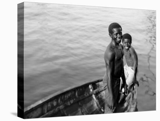 Negro Diving Boys, Nassau, W.I.-null-Stretched Canvas