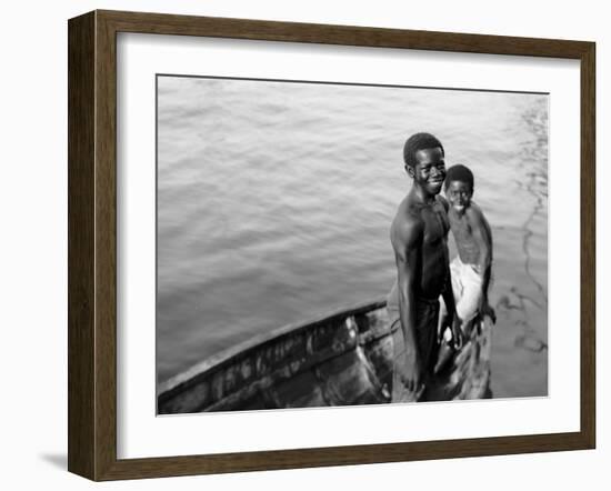 Negro Diving Boys, Nassau, W.I.-null-Framed Photo