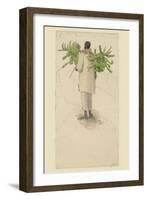 Negro Man Carrying Plantains on Pole-null-Framed Art Print