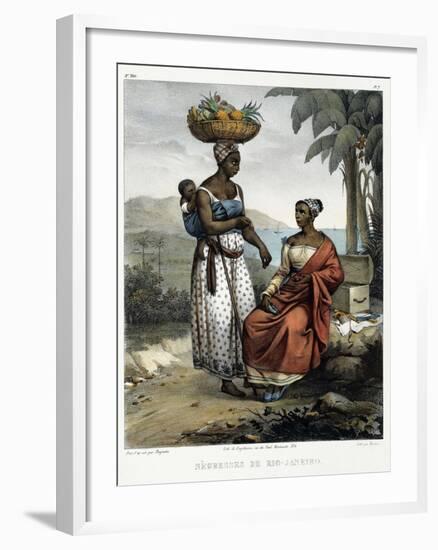 Negro Women of Rio-Janeiro, from 'Picturesque Voyage to Brazil', Published, 1835-Johann Moritz Rugendas-Framed Giclee Print