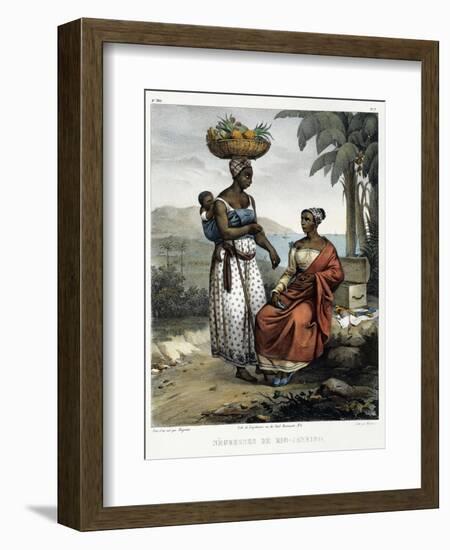 Negro Women of Rio-Janeiro, from 'Picturesque Voyage to Brazil', Published, 1835-Johann Moritz Rugendas-Framed Giclee Print