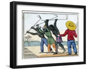 Negroes Holing the Cane-Field, 1826-null-Framed Giclee Print