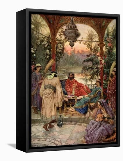 Nehemiah petitions Artaxerxes - Bible-William Brassey Hole-Framed Stretched Canvas