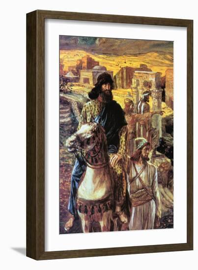 Nehemiah Sees The Rubble In Jerusalem-James Tissot-Framed Art Print