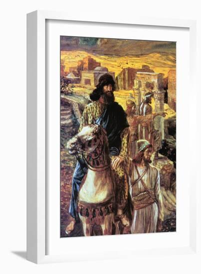 Nehemiah Sees The Rubble In Jerusalem-James Tissot-Framed Art Print