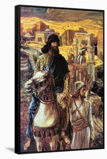 Nehemiah Sees The Rubble In Jerusalem-James Tissot-Framed Stretched Canvas