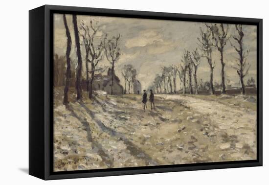 Neige au  soleil couchant-Claude Monet-Framed Stretched Canvas