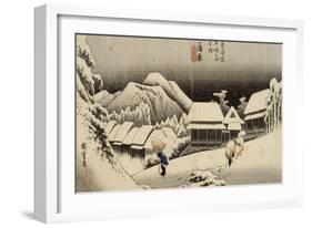 Neige de nuit à Kambara-Ando Hiroshige-Framed Giclee Print