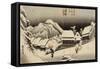 Neige de nuit à Kambara-Ando Hiroshige-Framed Stretched Canvas