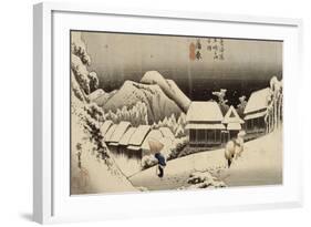 Neige de nuit à Kambara-Ando Hiroshige-Framed Giclee Print