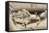 Neige de nuit à Kambara-Ando Hiroshige-Framed Stretched Canvas