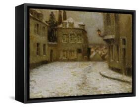 Neige, Montmartre-Henri Eugene Augustin Le Sidaner-Framed Stretched Canvas