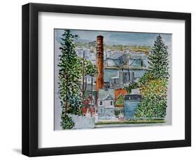 Neighborhood Across from Bayonne Oil Refineries, 2016,(watercolor)-Anthony Butera-Framed Premium Giclee Print