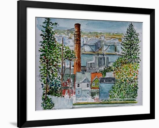 Neighborhood Across from Bayonne Oil Refineries, 2016,(watercolor)-Anthony Butera-Framed Giclee Print