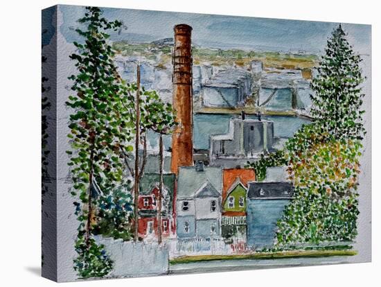 Neighborhood Across from Bayonne Oil Refineries, 2016,(watercolor)-Anthony Butera-Stretched Canvas