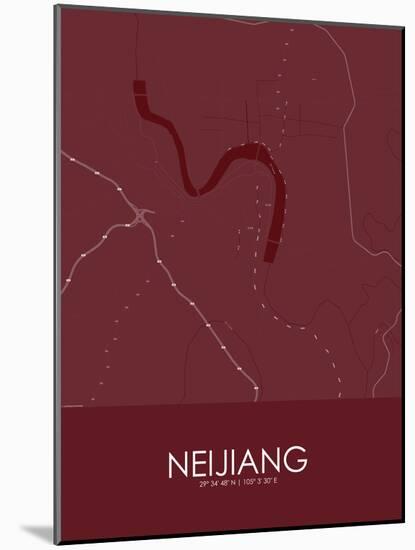 Neijiang, China Red Map-null-Mounted Poster
