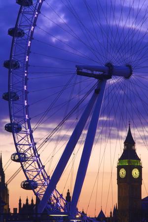 The London Eye and Big Ben, London, England, United Kingdom, Europe