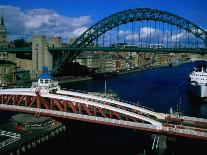 Tyne and Swing Bridges, Newcastle-Upon-Tyne, United Kingdom-Neil Setchfield-Stretched Canvas