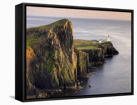 Neist Point and Lighthouse Bathed in Evening Light, Isle of Skye, Highland-Lee Frost-Framed Stretched Canvas