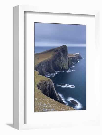 Neist Point Lighthouse, the Most Westerly Point on the Isle of Skye, Scotland. Winter (November)-Adam Burton-Framed Photographic Print