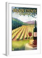 Nelson County, Virginia - Vineyard Scene-Lantern Press-Framed Art Print
