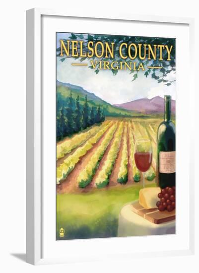 Nelson County, Virginia - Vineyard Scene-Lantern Press-Framed Art Print