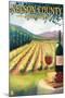 Nelson County, Virginia - Vineyard Scene-Lantern Press-Mounted Art Print