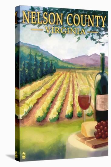 Nelson County, Virginia - Vineyard Scene-Lantern Press-Stretched Canvas