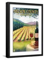 Nelson County, Virginia - Vineyard Scene-Lantern Press-Framed Art Print