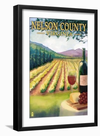 Nelson County, Virginia - Vineyard Scene-Lantern Press-Framed Art Print