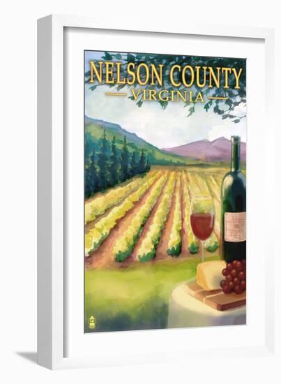 Nelson County, Virginia - Vineyard Scene-Lantern Press-Framed Art Print