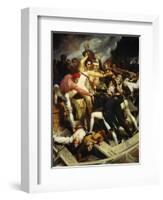 Nelson During the Battle of Cadiz with a Spear, Spain, July 3, 1797-Richard Westall-Framed Giclee Print