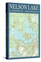 Nelson Lake Chart - Sawyer County, Wisconsin-Lantern Press-Stretched Canvas