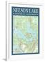 Nelson Lake Chart - Sawyer County, Wisconsin-Lantern Press-Framed Art Print