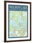 Nelson Lake Chart - Sawyer County, Wisconsin-Lantern Press-Framed Art Print