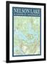 Nelson Lake Chart - Sawyer County, Wisconsin-Lantern Press-Framed Art Print