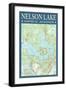 Nelson Lake Chart - Sawyer County, Wisconsin-Lantern Press-Framed Art Print