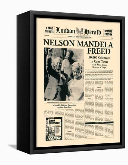 Nelson Mandela Freed-The Vintage Collection-Framed Stretched Canvas