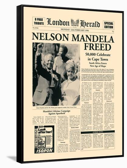 Nelson Mandela Freed-The Vintage Collection-Framed Stretched Canvas