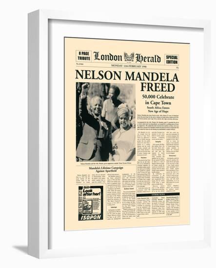 Nelson Mandela Freed-The Vintage Collection-Framed Art Print