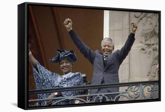 Nelson Mandela in France in 1990-Christian Lutz-Framed Stretched Canvas