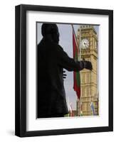 Nelson Mandela Statue and Big Ben, Westminster, London, England, United Kingdom, Europe-Jeremy Lightfoot-Framed Photographic Print