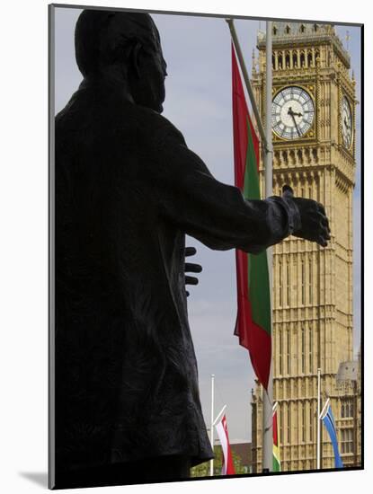 Nelson Mandela Statue and Big Ben, Westminster, London, England, United Kingdom, Europe-Jeremy Lightfoot-Mounted Photographic Print