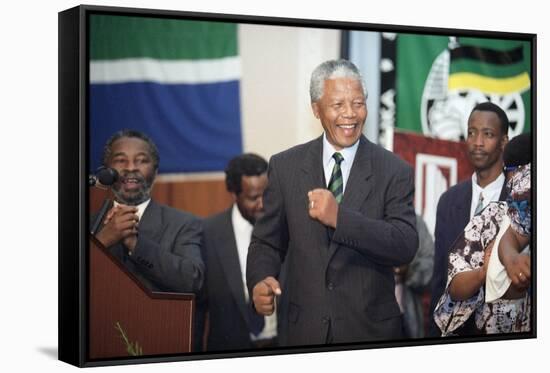 Nelson Mandela-David Brauchli-Framed Stretched Canvas