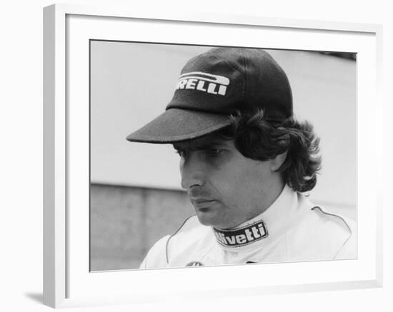Nelson Piquet at the British Grand Prix, Silverstone, 1985-null-Framed Photographic Print