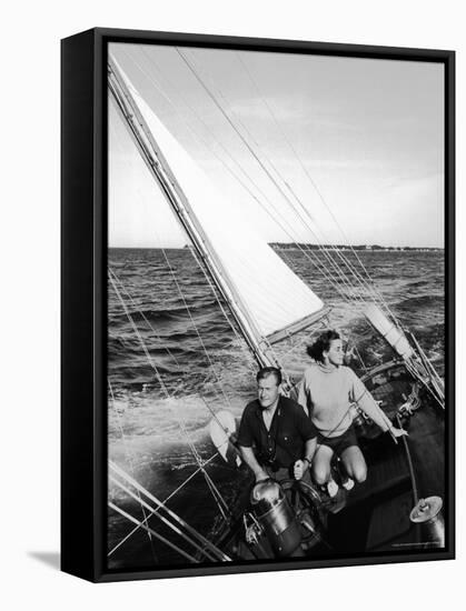 Nelson Rockefeller and Wife Happy Sailing-Alfred Eisenstaedt-Framed Stretched Canvas