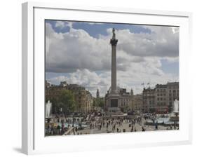 Nelsons Column in Trafalgar Square, with Big Ben in Distance, London, England, United Kingdom-James Emmerson-Framed Photographic Print