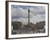 Nelsons Column in Trafalgar Square, with Big Ben in Distance, London, England, United Kingdom-James Emmerson-Framed Photographic Print