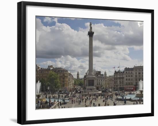 Nelsons Column in Trafalgar Square, with Big Ben in Distance, London, England, United Kingdom-James Emmerson-Framed Photographic Print