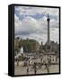 Nelsons Column in Trafalgar Square, with Big Ben in Distance, London, England, United Kingdom-James Emmerson-Framed Stretched Canvas